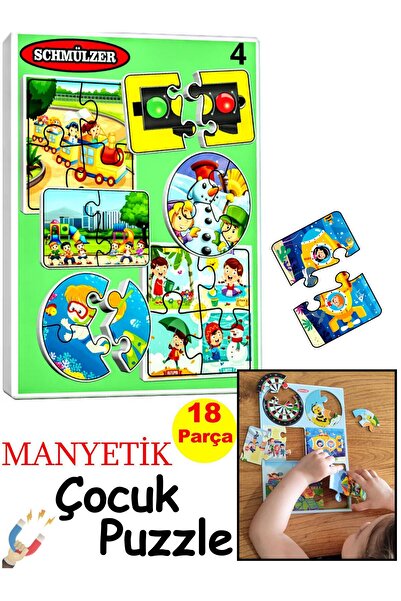Schmülzer Baby Puzzle - Yapboz Mıknatıslı Eğitici Montessori Hediye Oyuncak - 18 Pcs