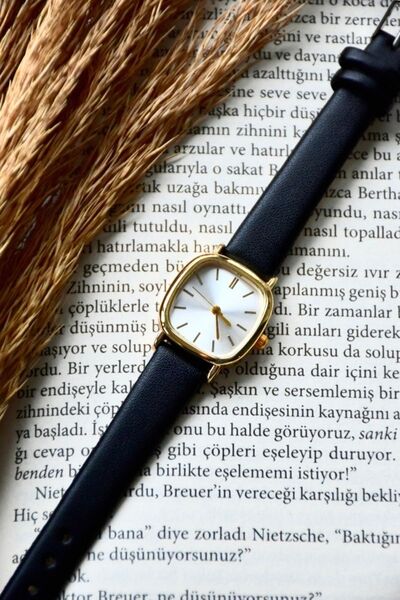 LOOKUP Women's Wristwatch Black Cord New Season Vintage Simple Gold Gold Bb0021