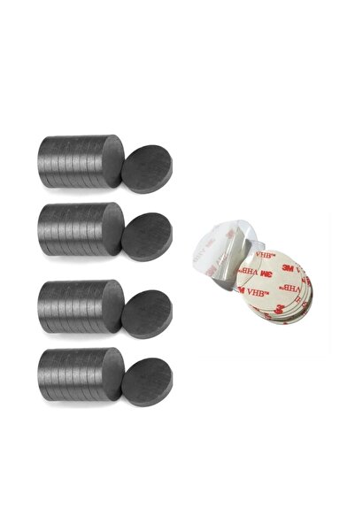 Hdg Şeffaf Yapışkanlı 50 Adet Mıknatıs Magnet Yuvarlak Süsleme Mıknatısı 15x3mm