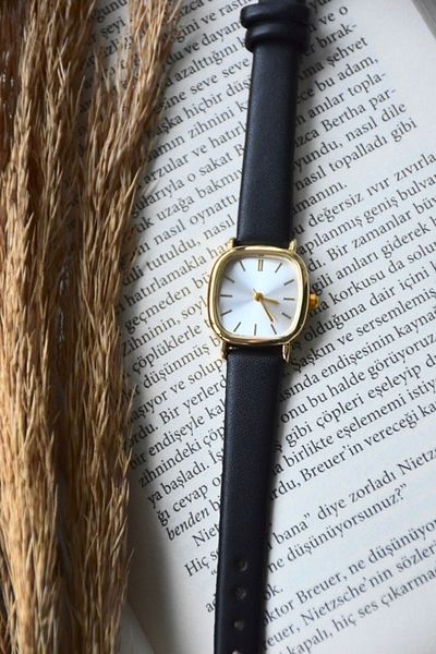 LOOKUP Wristwatch Unisex Brown Leather Cord Men's And Women's New Season Vintage Plain Gold Gold Inside White