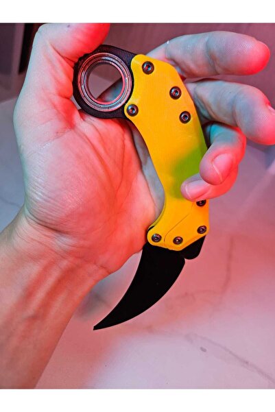 etmo 3d dizayn Gravity Karambit Rulmanlı - plastik figür-Sarı/Siyah