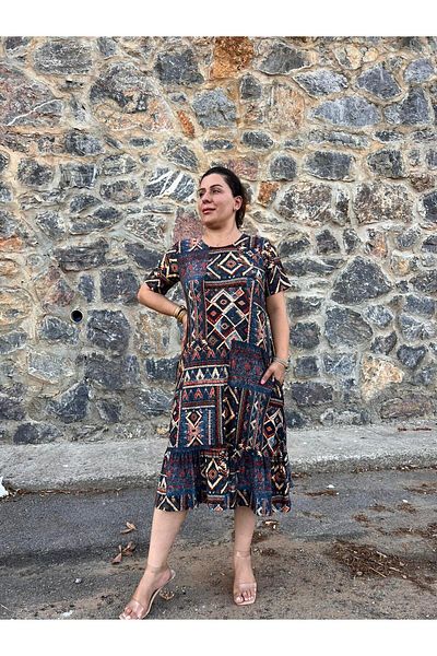MJORA Φόρεμα με έθνικ σχέδιο με βολάν φούστα