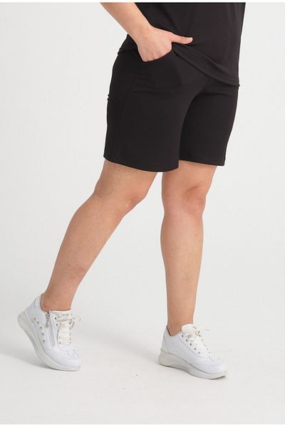 Gül Moda High Waist Pocket Black Lycra Shorts - Elastic Waist g079