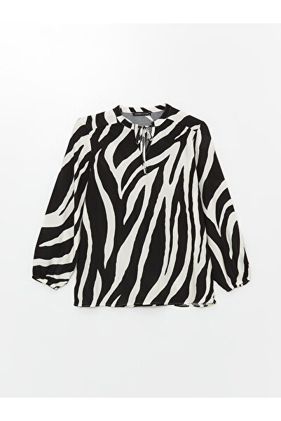 LC Waikiki LCW Damenbluse mit langen Ärmeln, gemustert, zum Binden