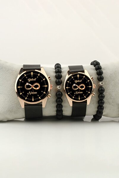 STONY Sonsuzluk Altın Çift Kol Saati isim ve Tarih Yazılabilir Sevgili Hediye...