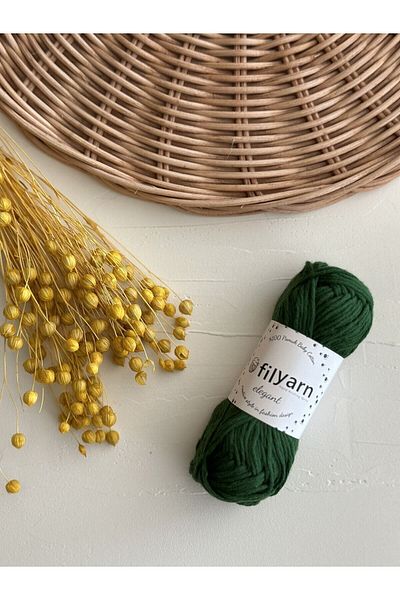 Filyarn Baby Cotton 100% Cotton Punch, Knitted, Amigurumi 25 Gr Cotton Yarn - Dark Green
