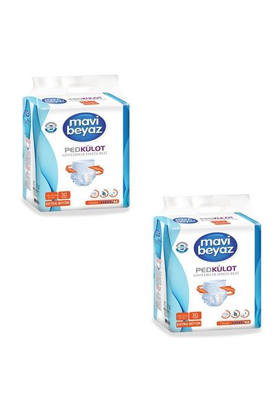 Mavi beyaz Pad Panties Adult Patient Diapers Extra Large Size-xlarge 30 Pieces 2 Packs 60 Uses