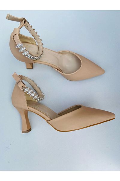 Modavien Women's 6 Cm Mink Satin Stone Evening Dress Shoes 352t