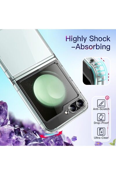 Nezih Case Samsung Galaxy Z Flip 5 Compatible Magneticsafe Crystal Transparent 360 Protection Full Compatible Case