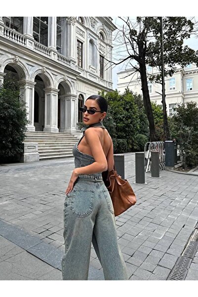 DEEFWEAR Ledově modré prémiové pytlovité džínové kalhoty