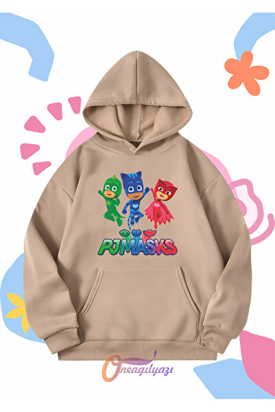 oneagılyazı Unisex dečija majica - Pjmasks Štampano , Oversize kroj sa kapulj...