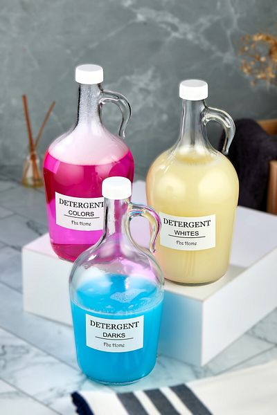 FBZhome 1500 Ml 3-piece Liquid Detergent Gallon - Labeled GlaSS Bottle 1.5 Liter
