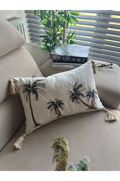 en gözde home Embroidery Detailed Kilift Throw Pillow