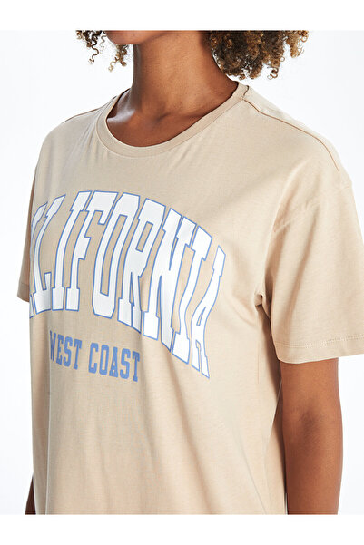 LC Waikiki Dámské triko LCW – výstřih, potištěný, krátký rukáv