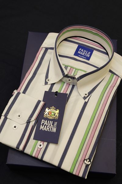 Paul Martin Canadian PAUL MARTIN CANADIAN - 100% COTTON Striped Men's Shirt, Regular Fit PM3576R30
