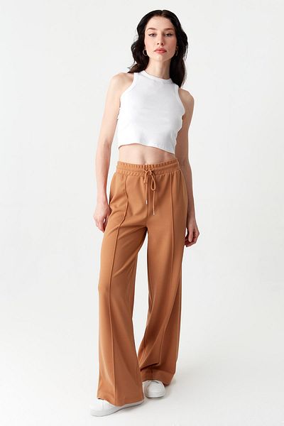 Select Moda Women's Elastic Waist Wide Leg Fabric Trousers