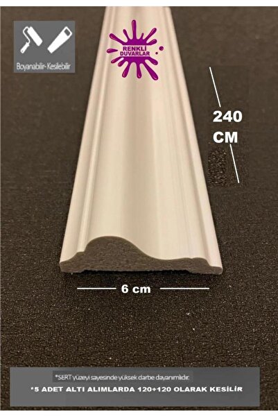 Renkli Duvarlar Boyanabilir Klasik Duvar Çıtası 6cm x 240cm Poliüretan Çıta B...