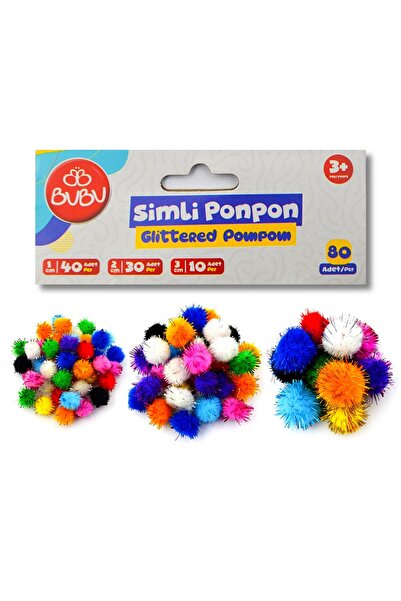 Bubu 10-20-30 mm Karışık Simli Ponpon 80 li (BUBU-HS0026)