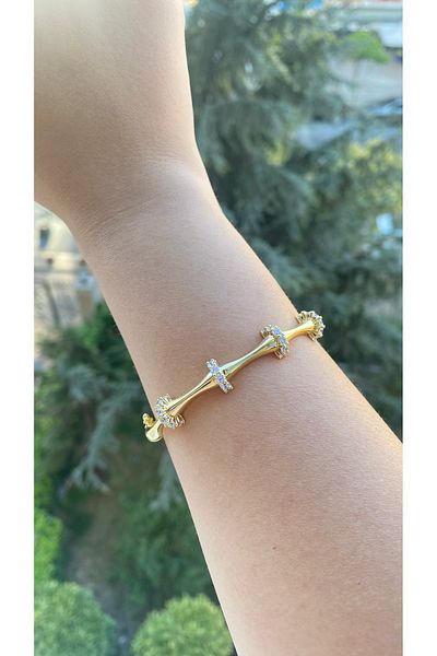 H&S AKSESUAR Stone Detailed Steel Bracelet
