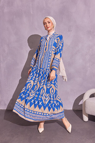 Bold Grup Premium Viscose Patterned Women's Dress