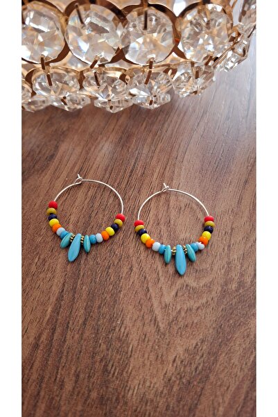 azra takı tasarım Colorful Handmade Women's Hoop - Authentic Bohemian Earrings