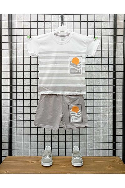 şıklık durağı Boy's Summer Cotton Combed Shorts Set