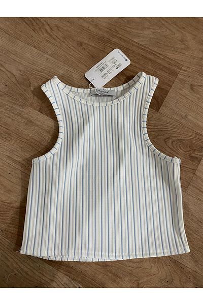 Aynaz Cotton Striped Crop Top