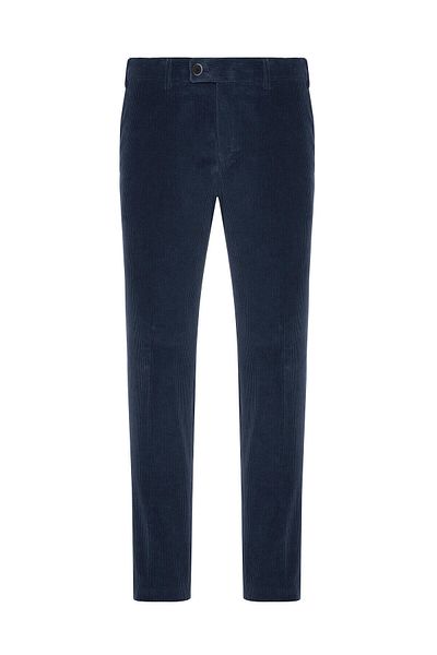 Hiltl Men's Blue Cotton Wool Slim Fit Chino Luxury Velvet Trousers