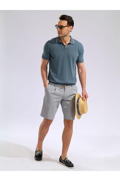 Hiltl Gray Cotton Bermuda - Sear Sucker with Elastic Waist