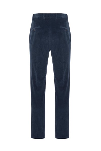Hiltl Havacı Mavi Pamuk Yün Slim Fit Chino Lüx Kadife Erkek Pantolon