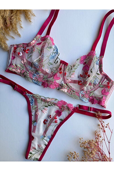 MILANOFOX Set de chiloți și sutien cu broderie florală