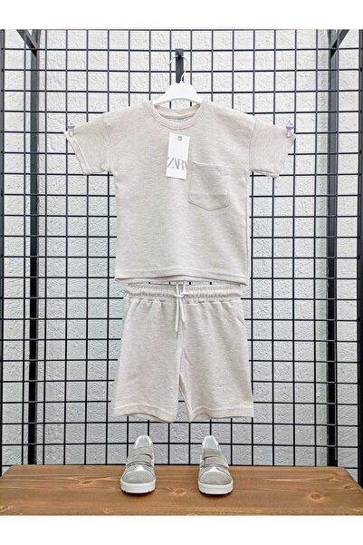 şıklık durağı Summer Cotton Combed Unisex Children's Shorts Set