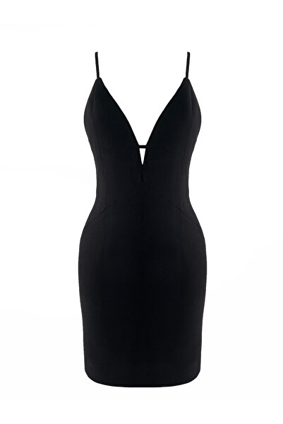 TARA COŞKUNTUNCEL Kup Detaylı Askılı Mini Abiye Elbise