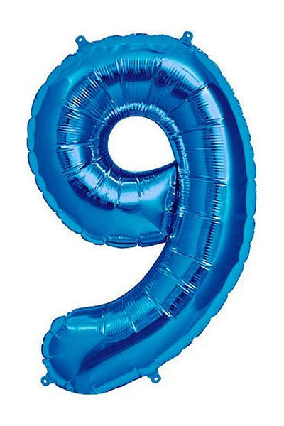 Patladı Gitti 9 Number Blue Foil Balloons - 34 Inch 76-82 Cm