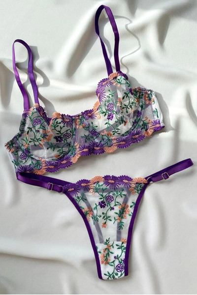 MILANOFOX Set de chiloți și sutien cu broderie florală