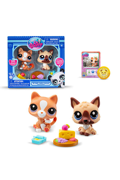 Hasbro Littlest Petshop Figür Minişler 2'li Paket Hayvanlar Kahverengi Kedi-Köpek 00506 (KOLİ İTEMİ