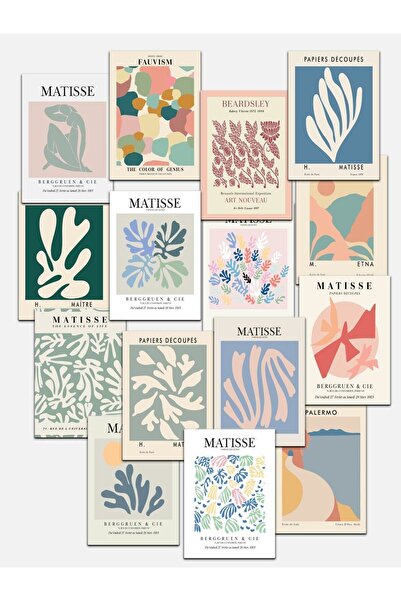 Postifull Modern Duvar Tablo Seti, Çerçevesiz, Kolaj Poster Seti, 15 Adet Pos...