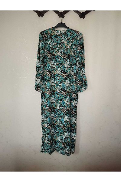 anne moda ankara Καλοκαιρινό φόρεμα με 3 κουμπιά μακρυμάνικο φόρεμα