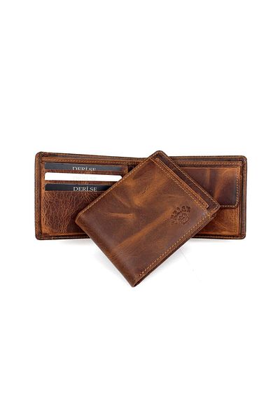 deri,se club Tan Genuine Leather - Crazy Antique Coin Pocket Πορτοφόλι