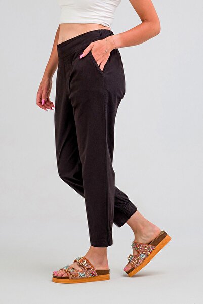 Bold & Young Cotton Women's Trousers - Elastic Waist and Legs, Relaxed Fit