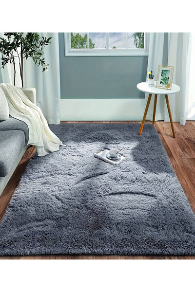 Rugby Home Sürpriz Ev Tekstil Antrasit Renk Peluş Yıkanabilir Halı