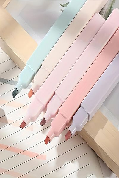Siriderya 6 Pieces Doodle Highlighter Marker Pen with Soft Head