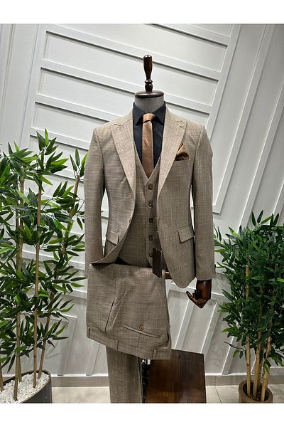 BT BABA TERZİ Linen Vest Slim Fit Suit