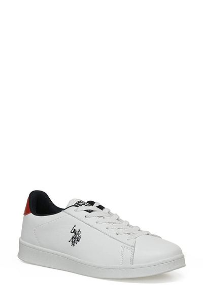 U.S. Polo Assn. Λευκό ανδρικό αθλητικό παπούτσι από γνήσιο δέρμα