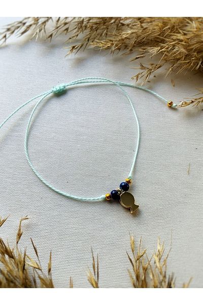 Atölye Merdiven Fishing Rod Anklet Dangling Fish Detailed Blue Anklet