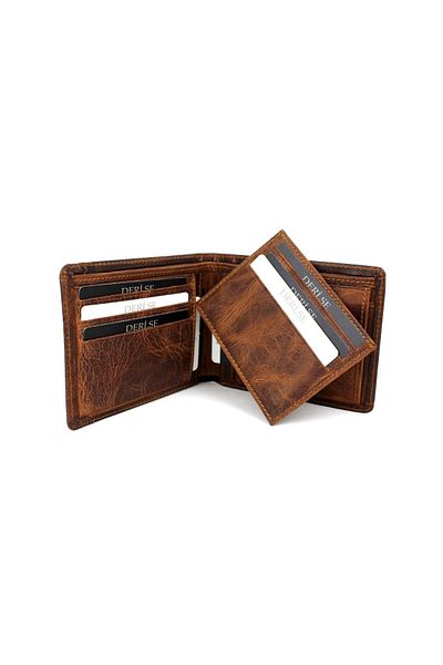 deri,se club Tan Genuine Leather - Crazy Antique Coin Pocket Πορτοφόλι