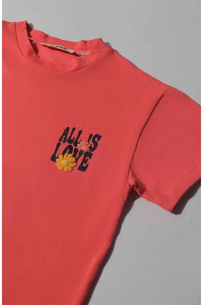 LUESS Fata - Tricou 100% bumbac cu flori de rodie imprimat (2-3 ani 8-9 ani)