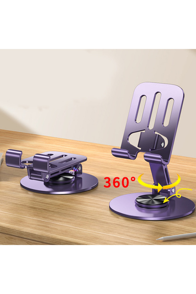 Dexmon Metal Masaüstü Telefon Tutucu Tablet Standı 360 Derece Dönen Katlanabilir Kaydırmaz Silikon Pedli
