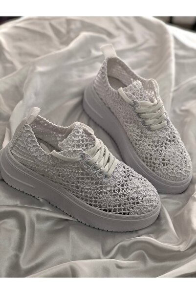 Hg Ayakkabı Mabel Жіночі білі в'язані кросівки на щодень