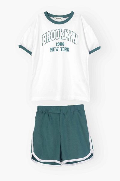 LUESS Boy's Green Oversize Set - 100% Cotton, Printed Bottom and Top Set (2-3 Years 7-8 Years)